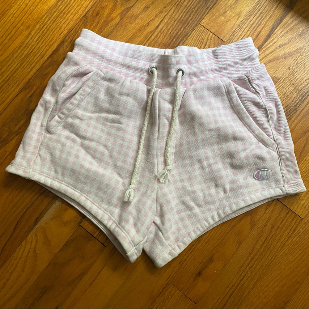 XS Champion x HVN Urban Outfitters Pink White Gingham Shorts Extra Small